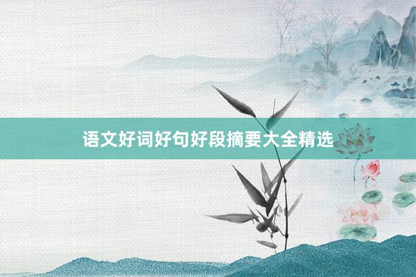 语文好词好句好段摘要大全精选